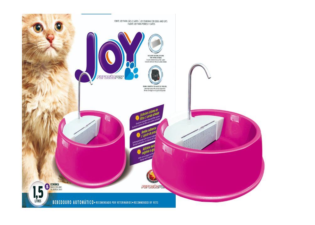 Fonte Bebedouro Joy para Cães e Gatos V Rosa Furacão Pet Disandrade Distribuidora