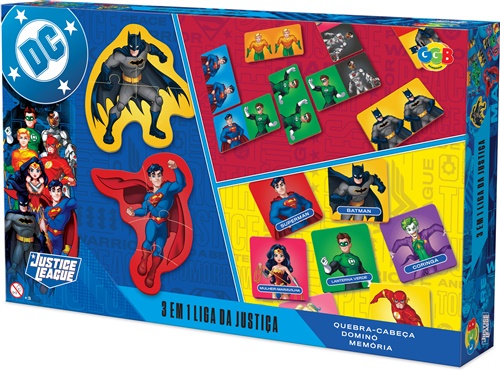 3 Jogos em 1 - Liga da Justiça - GGB Brinquedos
