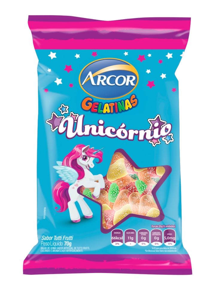 BALA DE GELATINA ARCOR 70g UNICORNIO (7790580414856)