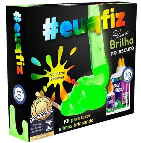 Kit Para Fazer 2 Slimes Brilha no Escuro #Euqfiz - I9 Brinquedos