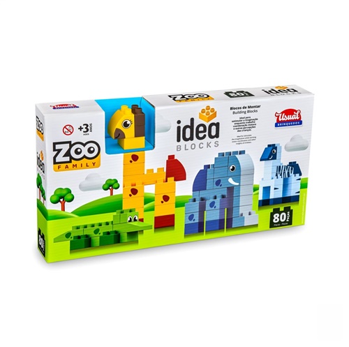 Blocos de Encaixe - Family Zoo Kit Grande 4 Animais - Usual Brinquedos
