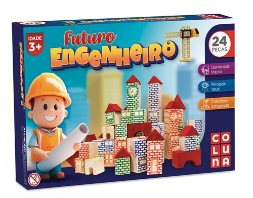 Blocos de Montar de Madeira - Futuro Engenheiro - 24 peças - Coluna