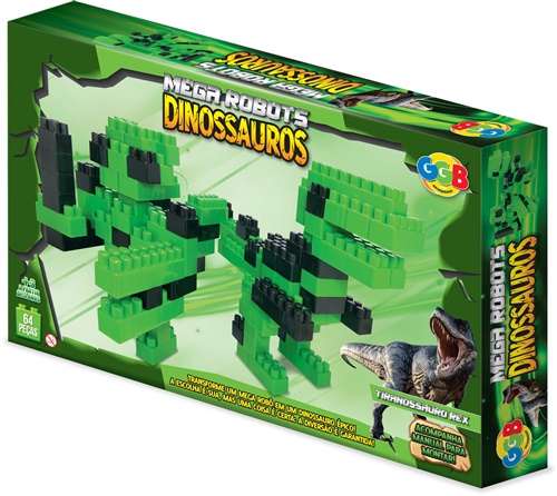 Blocos de Montar - Mega Robots - Tiranossauro Rex - GGB Brinquedos