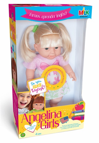 Boneca Angelina Girls - Aprendendo Inglês Loira - Milk