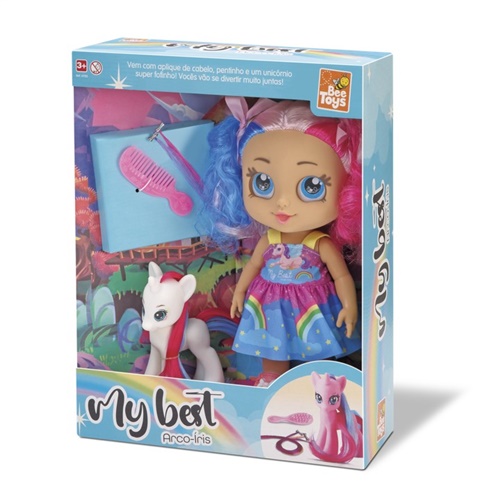 Boneca My Best Unicórnio Arco Íris - Bee Toys