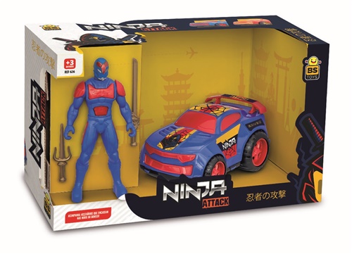 Boneco com Carro Ninja Attack - BS Toys