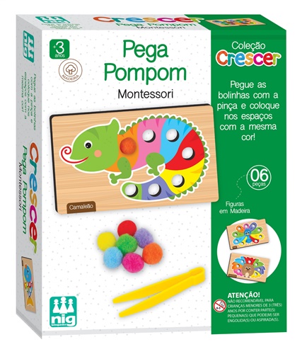 Brinquedo Montessori - Pega Pompom - Coleção Crescer - Nig Brinquedos