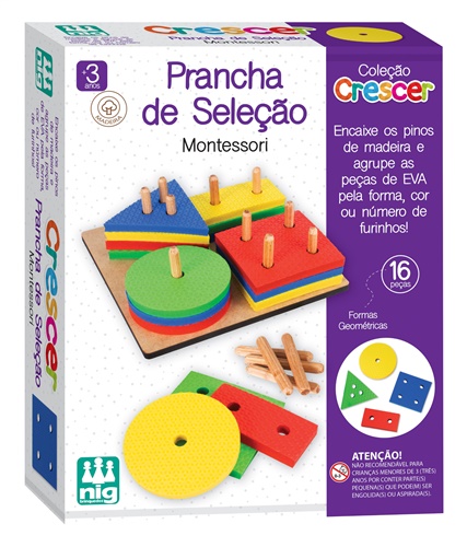 Brinquedo Montessori Prancha de Seleção - Coleção Crescer - Nig Brinquedos