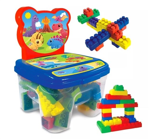 Cadeira Toy Blocos - 24 Peças - Dino - GGB Brinquedos