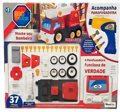 Caminhão Big X Truck Bombeiro com Parafusadeira - Homeplay