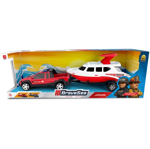 Caminhonete com Barco de Resgate Brave Sea - Police & Rescue - BS Toys