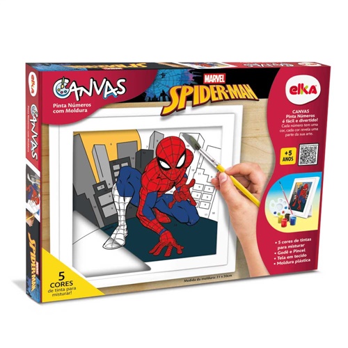 Canvas Pinta Números com Moldura - Spiderman - Elka