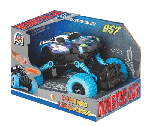 Carrinho Lança Disco Monster Car - Braskit