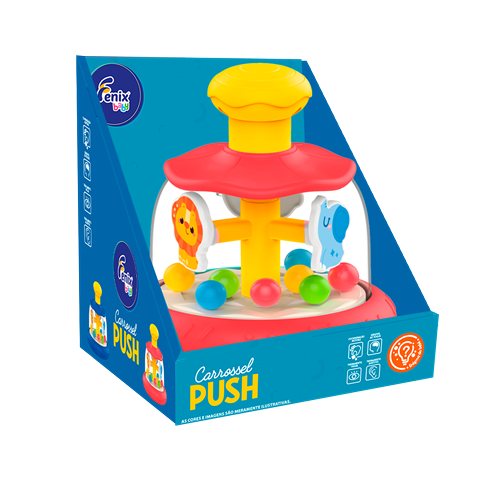 Carrosel Push Vermelho Brinquedo Giratório com Bolinhas - Fenix