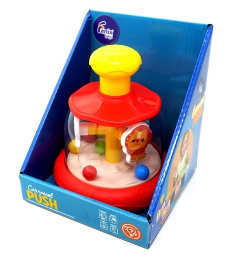 Carrosel Push Vermelho Brinquedo Giratório com Bolinhas - Fenix