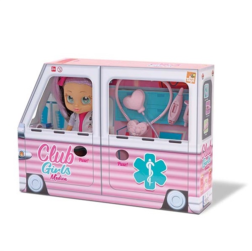 Boneca Club Girls Médica na Ambulância - Bee Toys