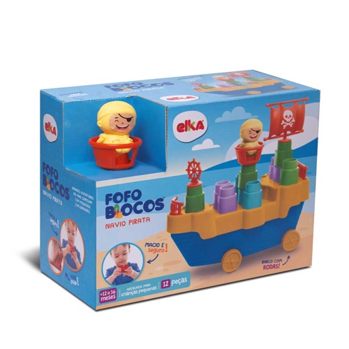 Fofo Blocos Navio Pirata 12 peças - Elka