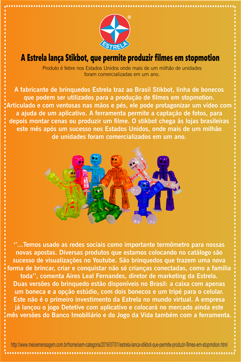 INFORME: Estrela lança Stikbot que permite produzir filmes em stopmotion