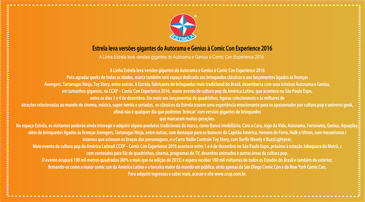 INFORME: Estrela leva versões gigantes do Autorama e Genius à Comic Con Experience 2016