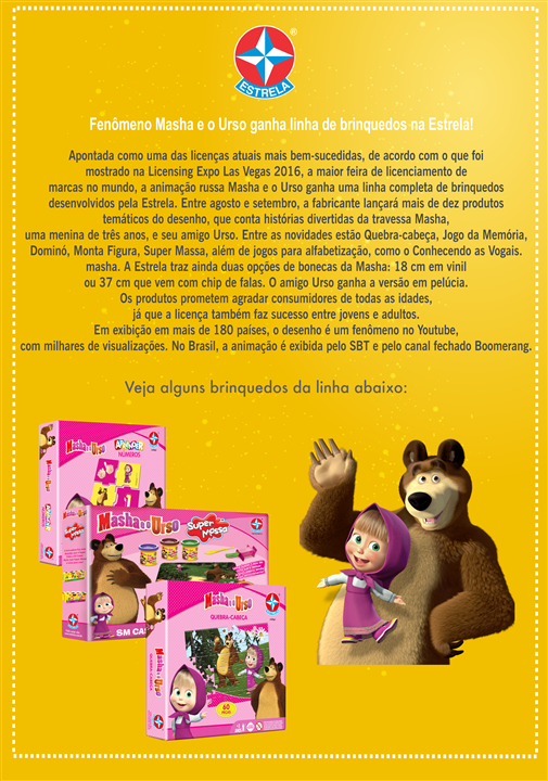 INFORME: Masha e o Urso ganha linha completa da Estrela 