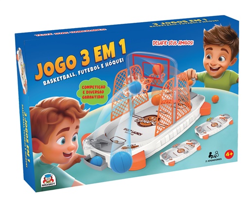 Jogo 3 em 1 - Basketball, Futebol e Hóquei - Braskit