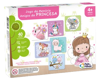 Jogo da Memória Amigos da Princesa - Madeira - Pais e Filhos