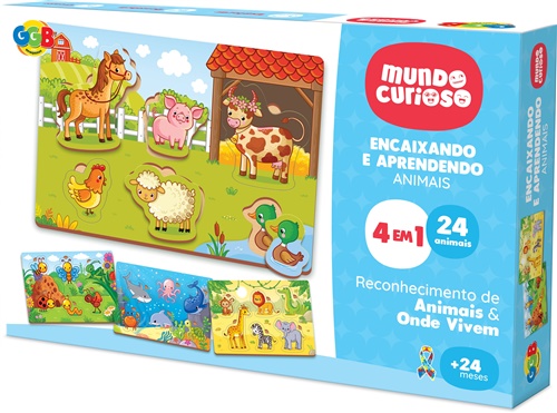 Jogo Encaixando e Aprendendo - Animais - GGB Brinquedos