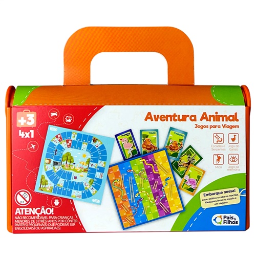 Aventura Animal - Jogos para Viagem 4 em 1 - Pais e Filhos