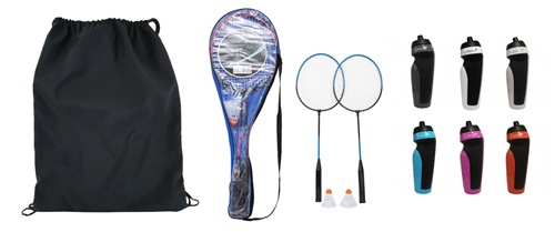 Kit Bag Preta + Kit Badminton + Squeeze Sport