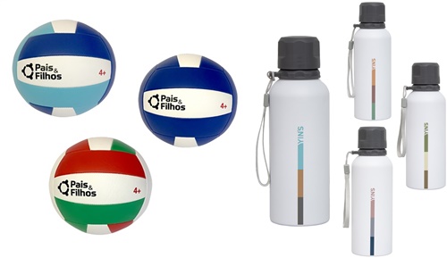 Kit Bola de Volei + Garrafa Minimal em Alumínio