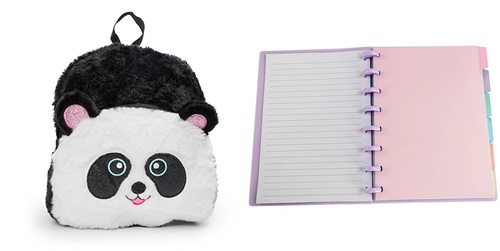 Kit Caderno Disco + Mochila Pelúcia Panda