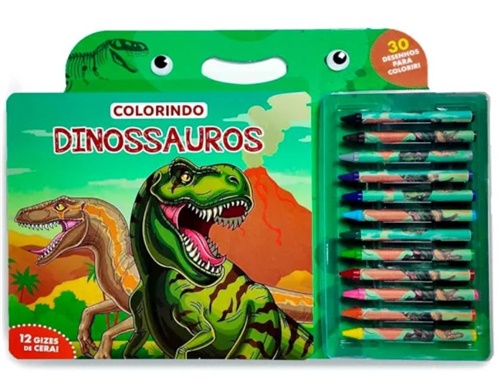 Kit Com Giz de Cera Colorindo Dinossauro - Magic Kids