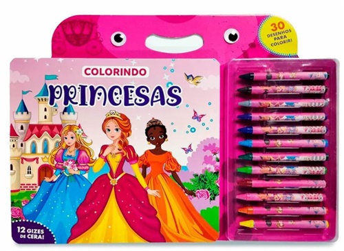 Kit Com Giz de Cera Colorindo Princesas - Magic Kids