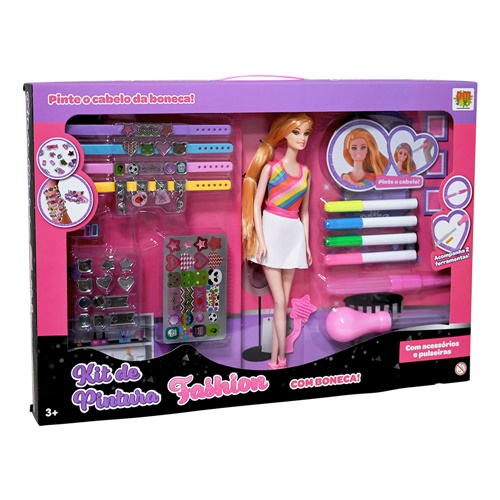 Kit de Pintura Fashion com Boneca e Acessórios - DM Toys