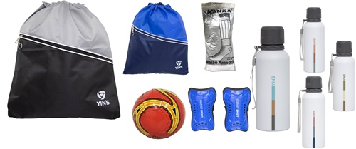 Kit Eco Bag + Bola de Futebol + Meião + Caneleira + Garrafa Minimal