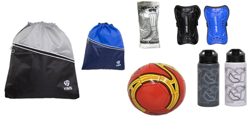 Kit Eco Bag + Bola de Futebol + Meião + Caneleira + Squeeze Geométrico
