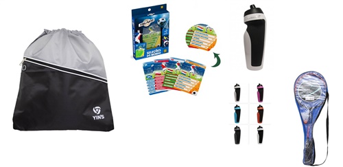 Kit Eco Bag + Jogo Trunfo Seleções + Squeeze Sport + Raquete Badminton