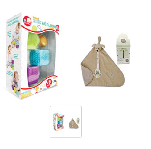 Kit Esconde Esconde Abelhinha + Naninha Blanket Cetim Cachorro Totó