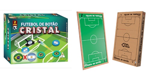 Kit Futebol de Botão Cristal Brasil x Argentina + Campo de Futebol de Botão