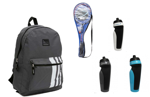 Kit Mochila Cross + Raquete Badminton + Squeeze Sport