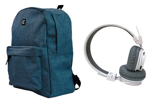 Kit Mochila Jeans + Headphone Bluetooth Monster Branco