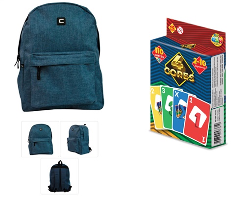 Kit Mochila Jeans + Jogo 4 Cores