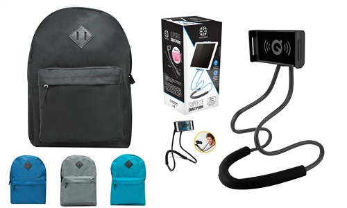 Kit Mochila Casual Sortida + Suporte de Celular Articulado