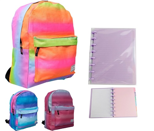 Kit Mochila Tie Dye + Caderno Disco