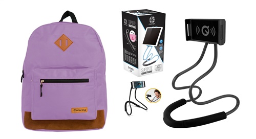 Kit Mochila Casual Lilás + Suporte Celular Articulado