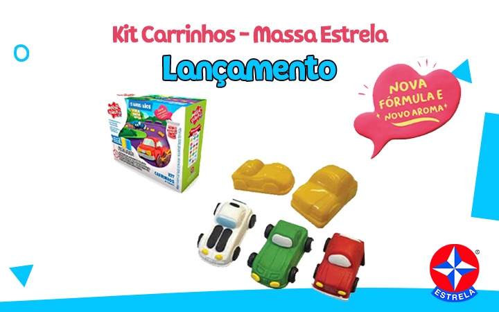 Lançamento - Kit de Massinha - Carrinhos - Massa Estela
