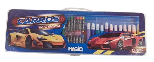 Maleta Kit Escolar Carros 92 Peças - Magic Kids