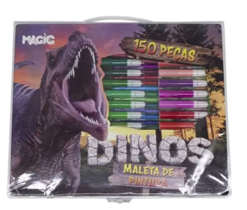 Maleta Kit Escolar Dinossauro 150 Peças - Magic Kids