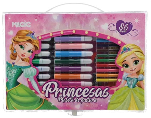 Maleta Kit Escolar Princesas 86 Peças - Magic Kids