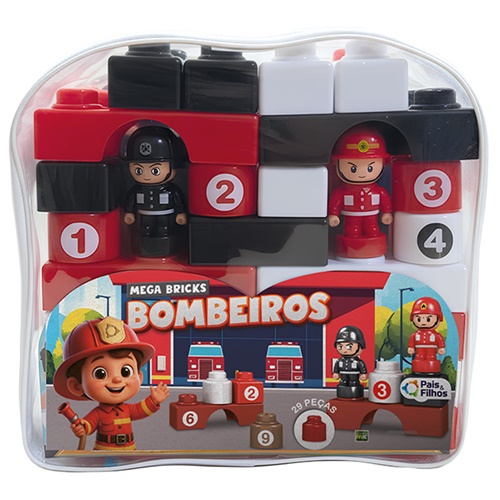 Mochilinha Mega Bricks Bombeiros - Pais e Filhos